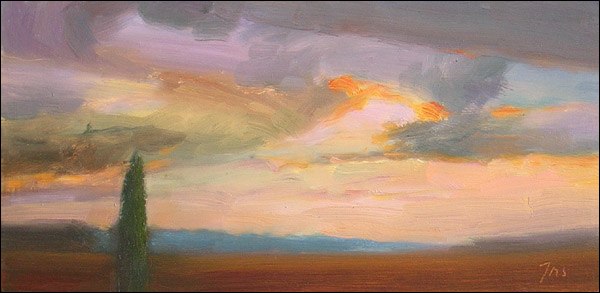 distant view of Les Alpilles, Sunset